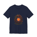Navy blue t-shirt with dragon design and 'Dragon Soul' text on a white background