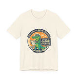 Beige t-shirt with a graphic of a gator and text 'Welcome to Gator Country' on a white background