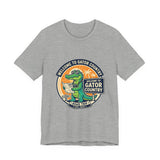 Gray t-shirt with a graphic of a gator and 'Welcome to Gator Country' text on a white background