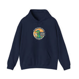 Navy blue hoodie with 'Dog Mama' text and dog graphic on a pink background