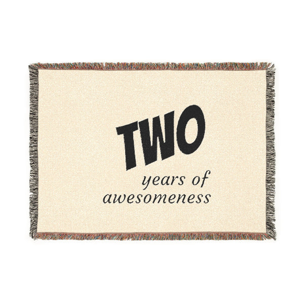 Two Years of Awesomeness Woven Blanket — 2nd Birthday Baby Throw