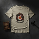 Beige t-shirt with a dragon graphic and 'Dragon Soul' text on a white background