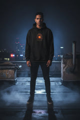 Black hoodie with 'HANGOVER' text on a white background