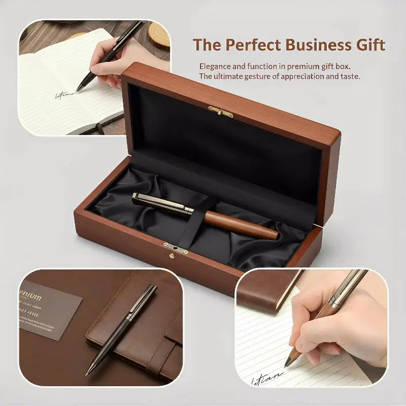 Business Gift Ballpoint Pen Set Wooden Metal Hybrid Design, Smooth