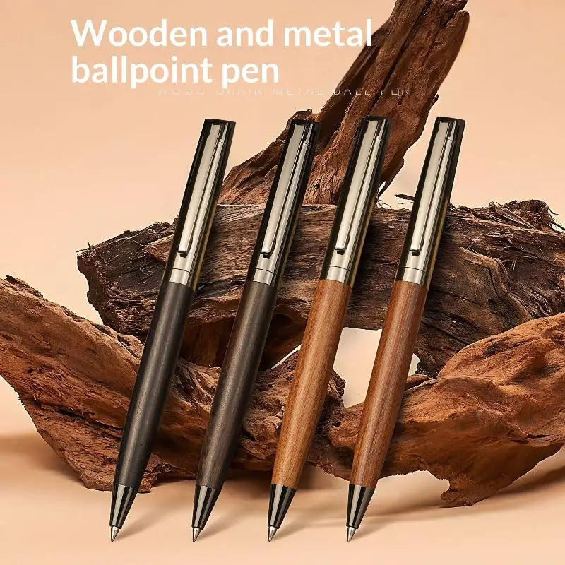 Business Gift Ballpoint Pen Set Wooden Metal Hybrid Design, Smooth