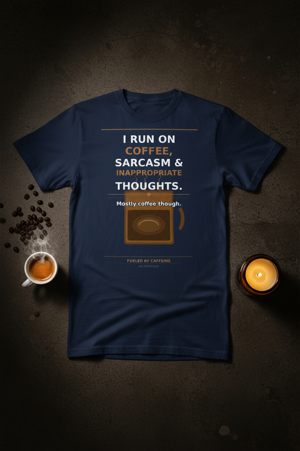 Coffee Sarcasm Tee - Navy Flat Lay