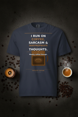 Coffee Sarcasm Tee - Steel Blue Flat Lay