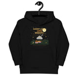 Black hoodie with graphic design on a white background