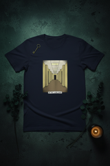 Liminal Space Hallway Tee - Navy Flat Lay