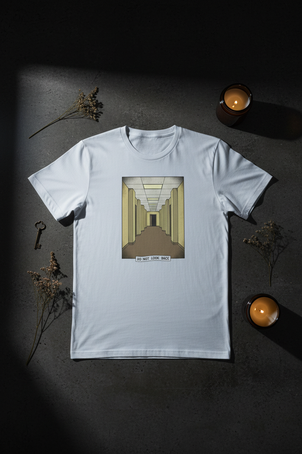 Liminal Space Hallway Tee - White Flat Lay