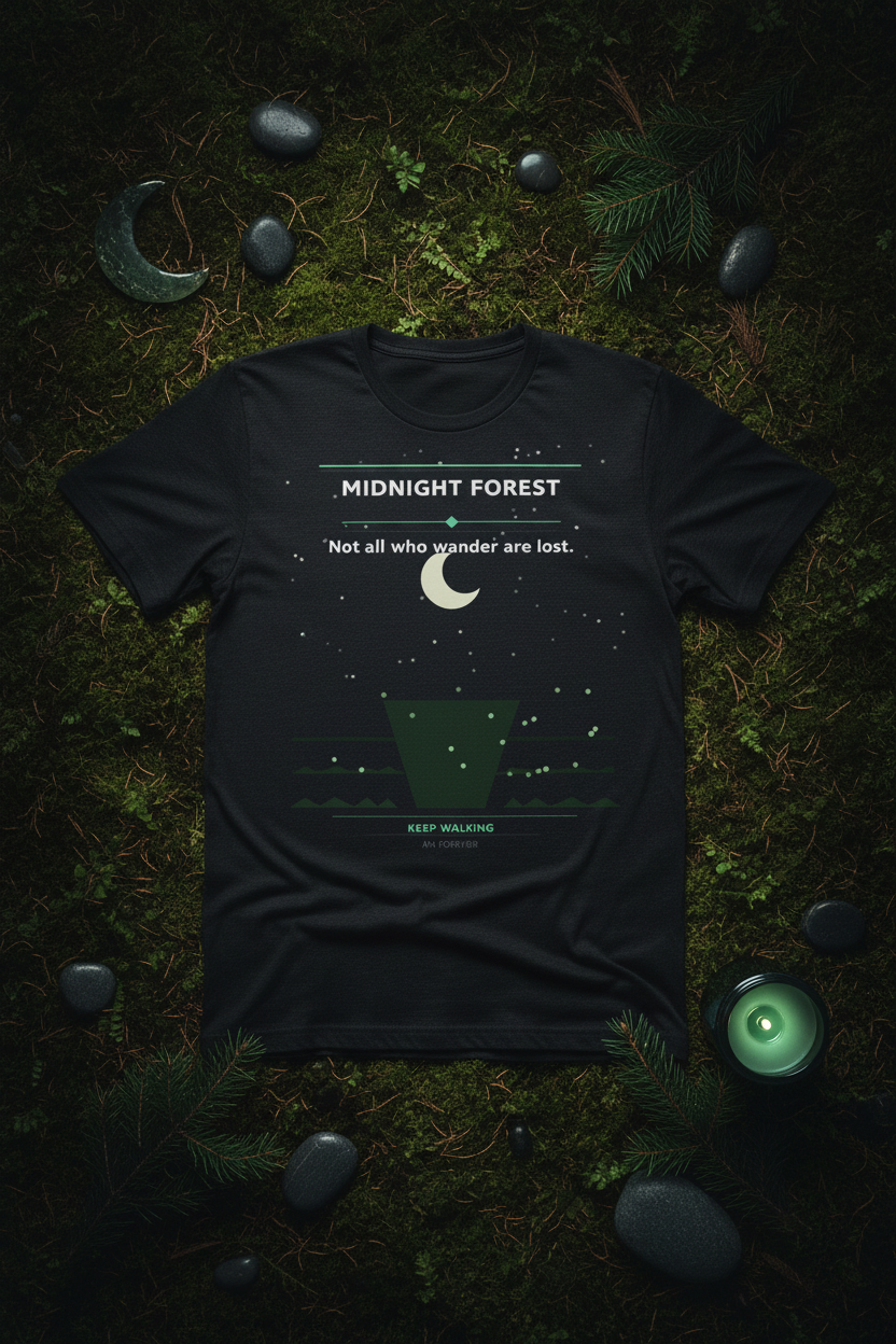 Midnight Forest Tee - Black Heather Flat Lay