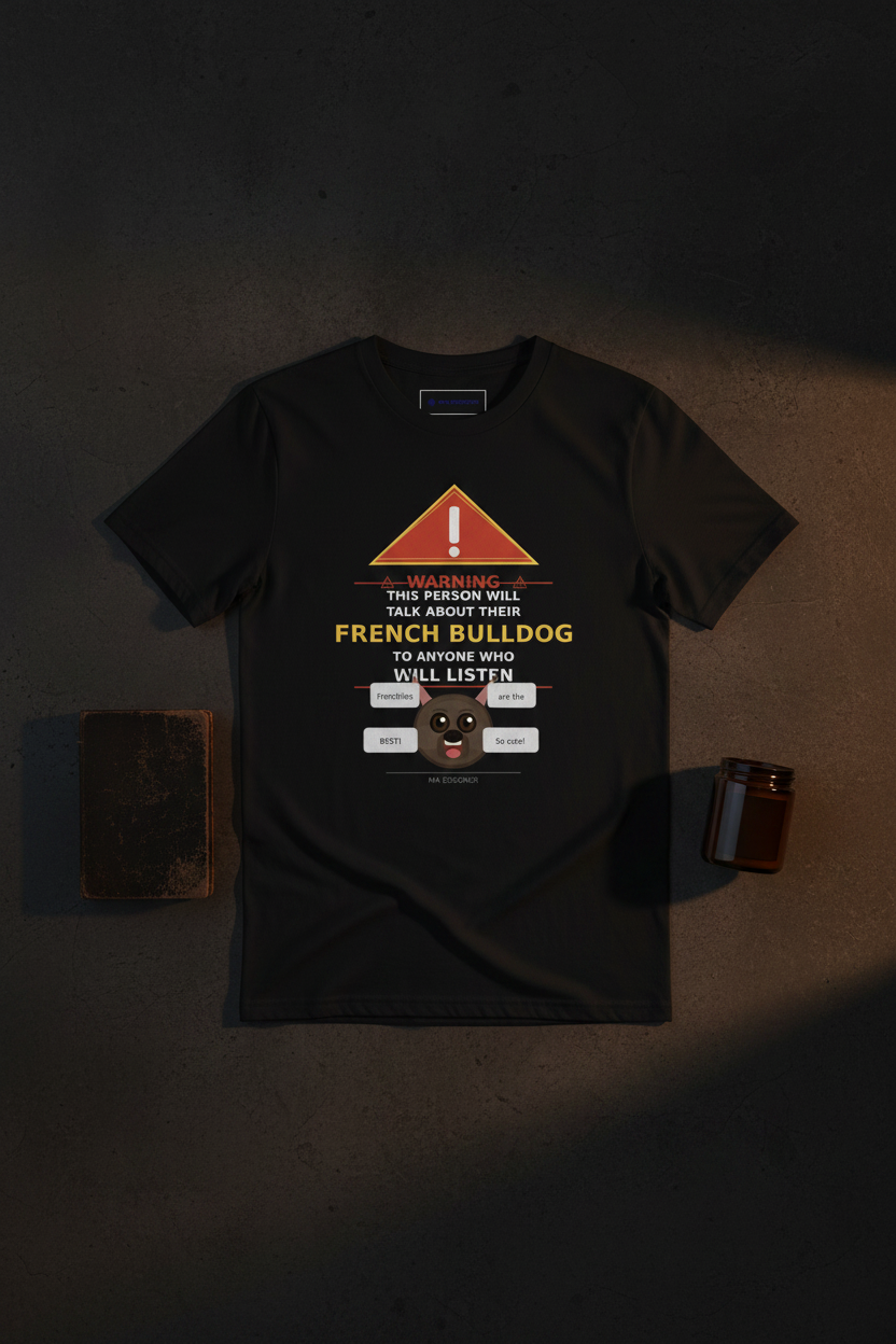 Warning Frenchie Tee - Black