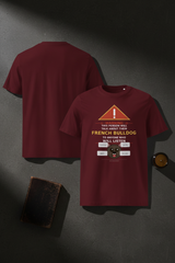 Warning Frenchie Tee - Burgundy Front & Back