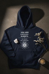 You Are Enough Hoodie - Navy Flat Lay